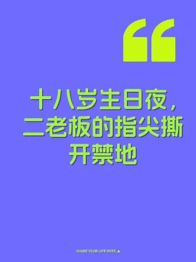 十八岁生日夜，二老板的指尖撕开禁地 封面