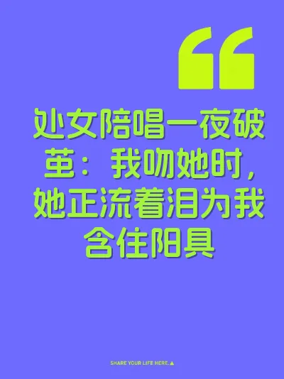 处女陪唱一夜破茧：我吻她时，她正流着泪为我含住阳具 封面