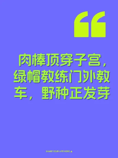 肉棒顶穿子宫，绿帽教练门外教车，野种正发芽 封面