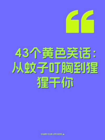 43个黄色笑话：从蚊子叮胸到猩猩干你 封面