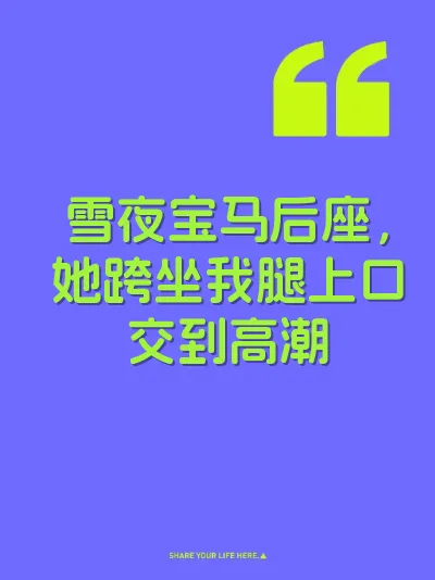 雪夜宝马后座，她跨坐我腿上口交到高潮 封面