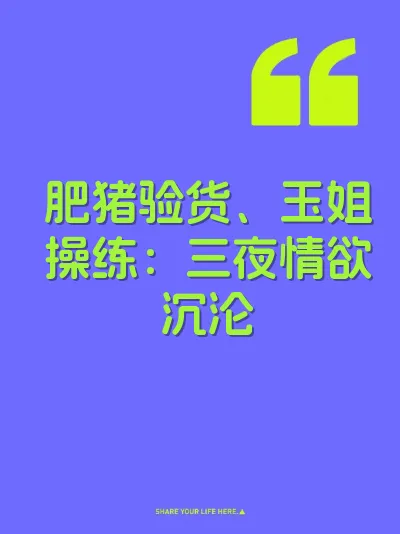 肥猪验货、玉姐操练：三夜情欲沉沦 封面