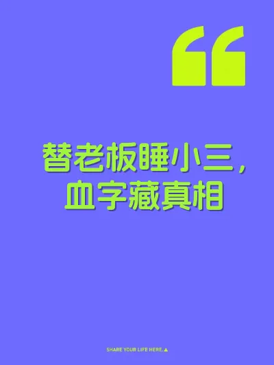 替老板睡小三，血字藏真相 封面
