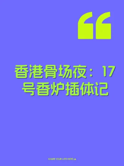 香港骨场夜：17号香炉插体记 封面