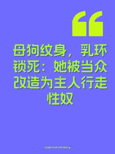 母狗纹身，乳环锁死：她被当众改造为主人行走性奴 封面