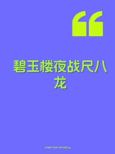 碧玉楼夜战尺八龙