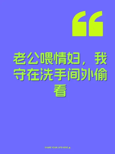 老公喂情妇，我守在洗手间外偷看 封面