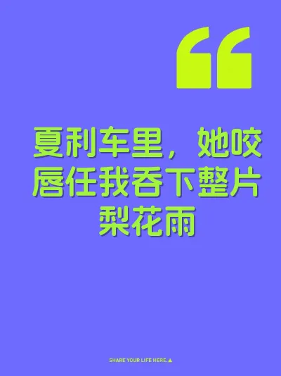 夏利车里，她咬唇任我吞下整片梨花雨 封面