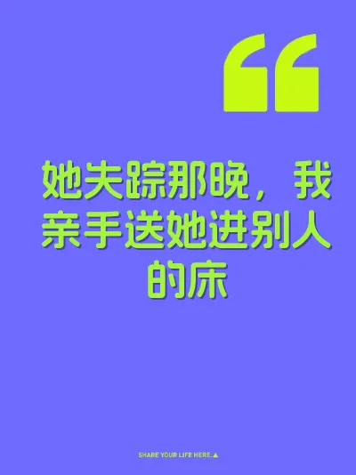 她失踪那晚，我亲手送她进别人的床 封面