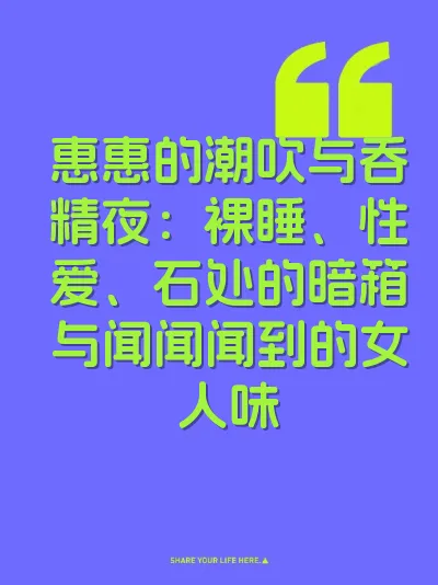 惠惠的潮吹与吞精夜：裸睡、性爱、石处的暗箱与闻闻闻到的女人味 封面