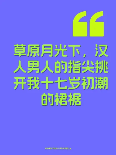 草原月光下，汉人男人的指尖挑开我十七岁初潮的裙裾 封面