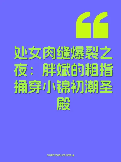 处女肉缝爆裂之夜：胖斌的粗指捅穿小锦初潮圣殿 封面