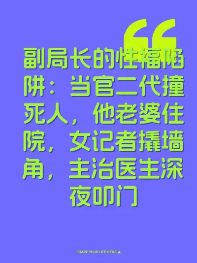副局长的性福陷阱：当官二代撞死人，他老婆住院，女记者撬墙角，主治医生深夜叩门 封面