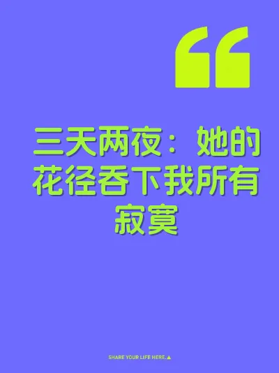 三天两夜：她的花径吞下我所有寂寞 封面