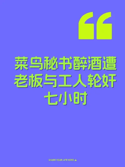 菜鸟秘书醉酒遭老板与工人轮奸七小时 封面