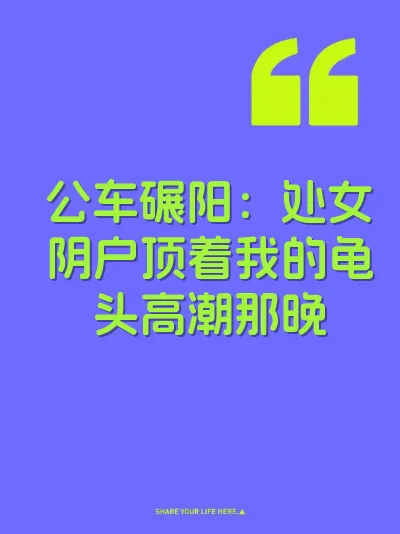 公车碾阳：处女阴户顶着我的龟头高潮那晚 封面