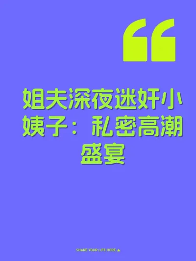 姐夫深夜迷奸小姨子：私密高潮盛宴 封面